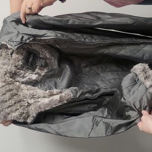 Grey fur lined water resistant coat